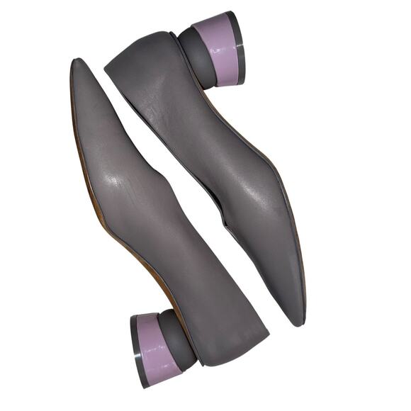 Grey Matters Heel Grey Leather Heels Light Purple Accents on Heels Front Size 39 - Picture 9 of 14